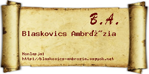 Blaskovics Ambrózia névjegykártya